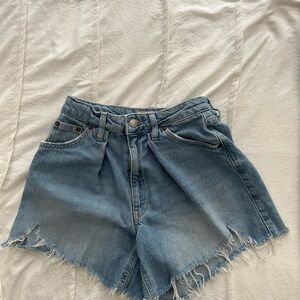 Topshop Blue Jean Shorts High-Waisted Distressed